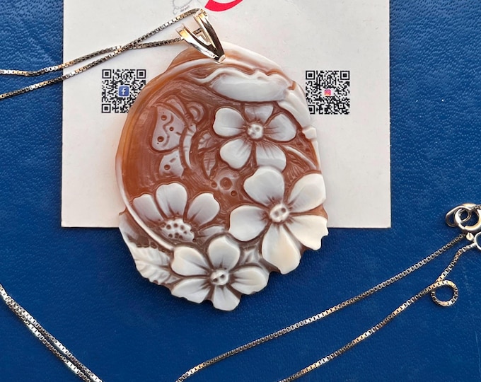 Handmade Sea Shell Cameo Necklace: 18K Gold Minimalist Pendant