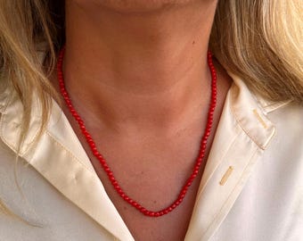 Collar de coral mediterráneo: gargantilla estilo boho italiano, 56 quilates.