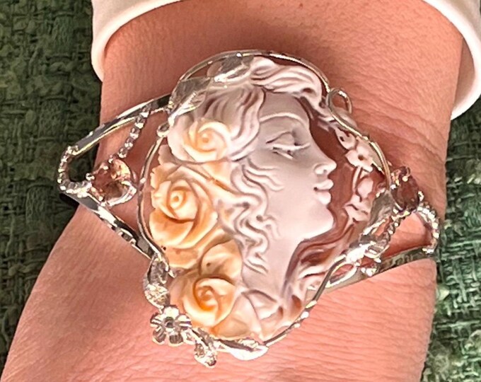 Bracciale Cammeo Rosa, Gioielli Fatti a Mano, Regalo Elegante, Gioielli Vintage, Gioielli Unici