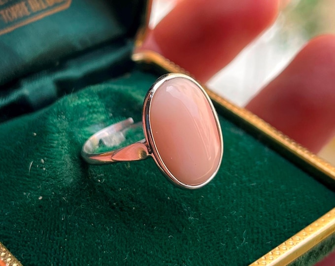 Angel Skin Coral Ring, Natural Gemstone, Authentic Jewel, Handcrafted, Elegant Gift, Present for Her, Women's Rose