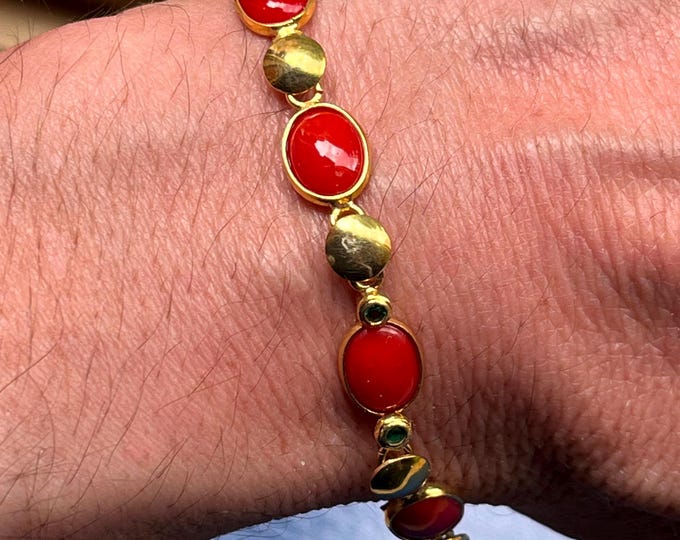 Coral Bracelet: Handcrafted Red Coral & Sterling Silver - Italian Jewelry
