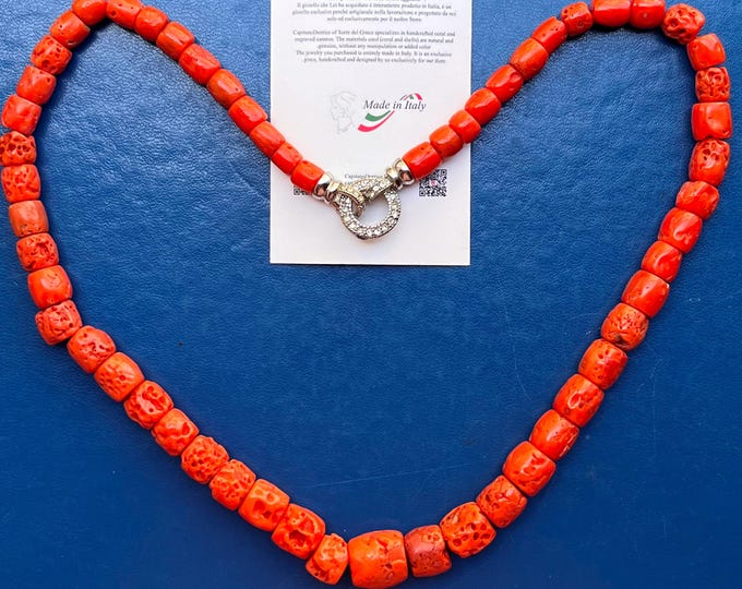 Handmade Italian Red Coral Necklace, Tribal Jewelry Gift