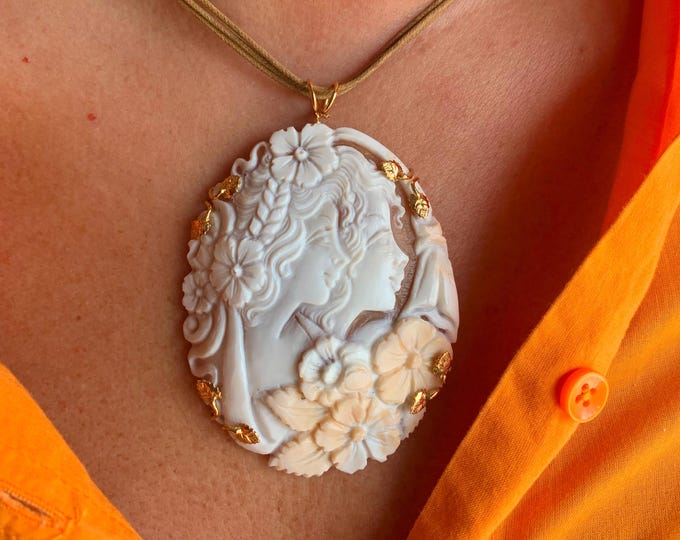 Collana Cammeo Inciso Donna, Pendente Barocco, Gioiello Unico, Accessorio Vintage, Regalo Speciale