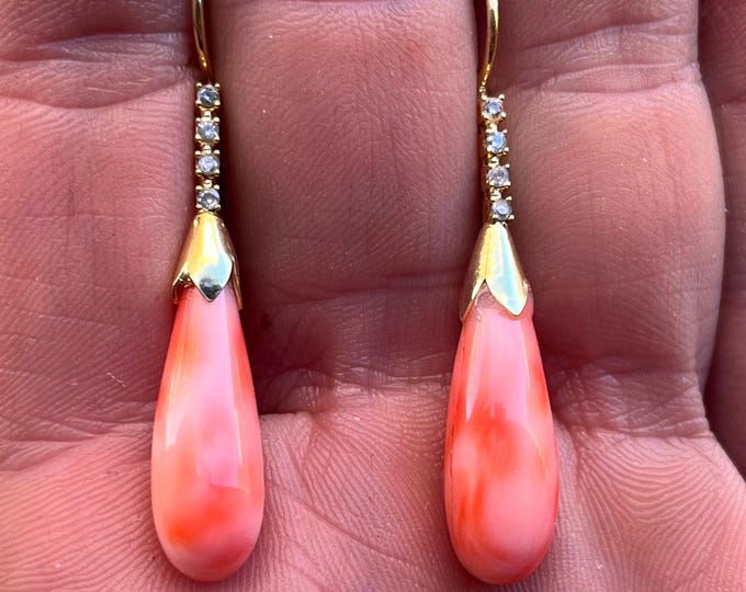 Made in Italy Coral Drop Earrings, Handmade Jewelry Gift