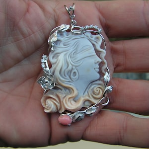large, antique italy shell cameo, , Lucked goddess with good luck very nice engraved