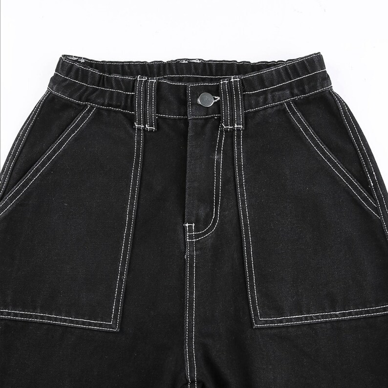 Baggy Cargo Streetwear Jeans 100% Cotton Women Denim Trouser - Etsy