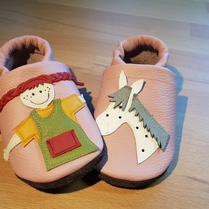 Leather dolls Pippi Longstocking, crawling shoes, baby shoes, slippers, children's shoes, walking shoes, leather, Flitzeklein, self-made shoes image 8