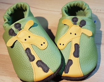 Leather slippers giraffe, in many different colors, crawling shoes, slippers, first walker shoes for the first steps, Flitzeklein