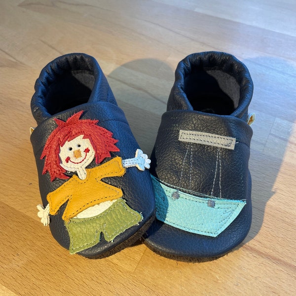 Lederpuschen Pumuckl und Schiffschaukel,  Krabbelschuhe, Babyschuhe, Hausschuhe, Kinderschuhe, Lauflernschuhe,