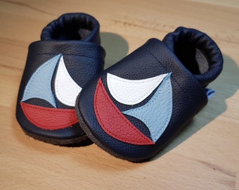 Lederpuschen sailboat, crawling shoes, baby shoes, slippers, children's shoes, baby walkers, leather, small speedsters, self-made shoes