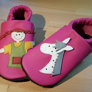 Leather dolls Pippi Longstocking, crawling shoes, baby shoes, slippers, children's shoes, walking shoes, leather, Flitzeklein, self-made shoes image 7