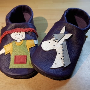 Leather dolls Pippi Longstocking, crawling shoes, baby shoes, slippers, children's shoes, walking shoes, leather, Flitzeklein, self-made shoes image 4
