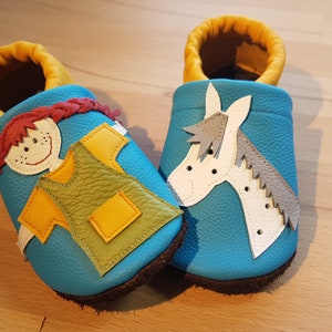 Leather dolls Pippi Longstocking, crawling shoes, baby shoes, slippers, children's shoes, walking shoes, leather, Flitzeklein, self-made shoes image 6