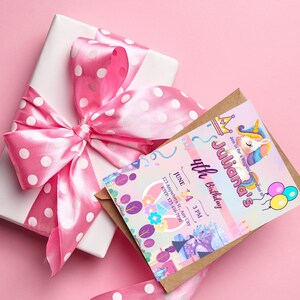 Pink Purple unicorn Magical Birthday Party Invitation