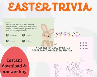 Egg-citing Easter Trivia Quiz - 5 Fun Rounds for Family and Friends - Digital Download PowerPoint Quiz with Answers and Egg Hunting Round