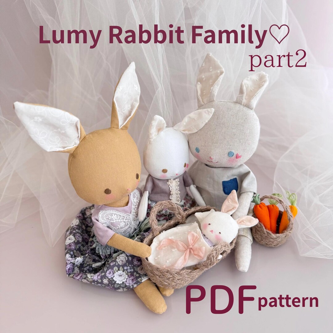 Stuffed Rabbit Dress Pattern PDF Pattern | Lumy Rabbit Doll (29cm Dress-up Rabbit) | Photo Tutorial ...