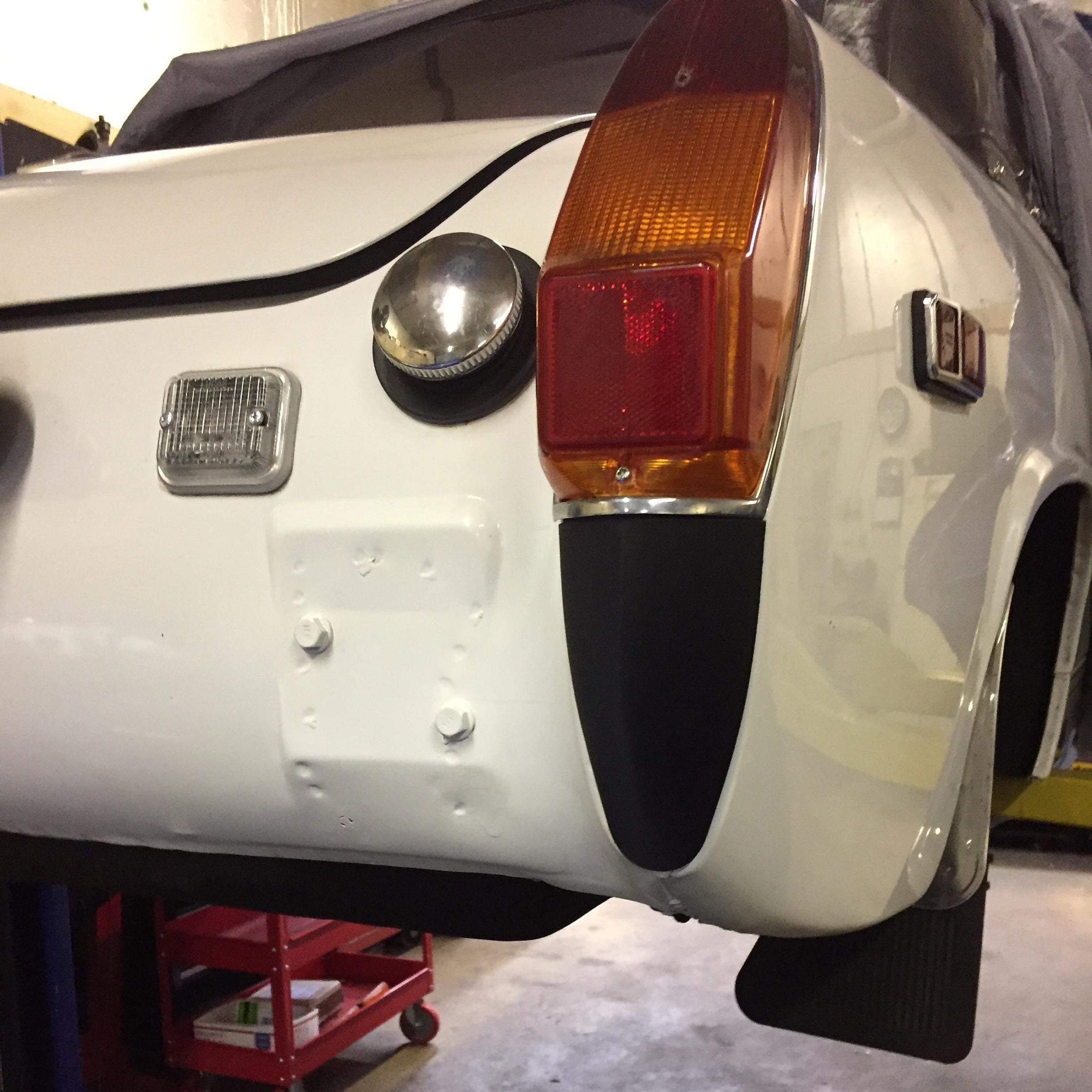 MG Midget Rear Light Smoother Cowls X2 rubber to Chrome Bumper