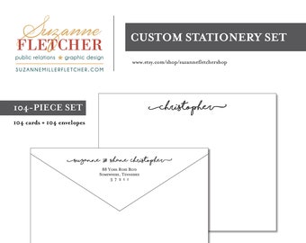 Custom Stationery + Envelope Set (104-piece set)