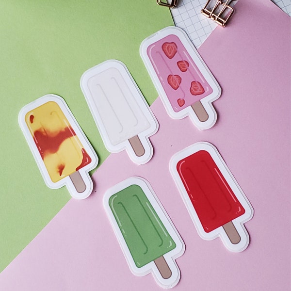 Paletas - Vinyl Sticker | Paletas heladas | Popsicles | Limon Lime | Fresa Strawberry | Mango | Coco | Sandia Watermelon | easy peel sticker