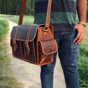 Vintage cowhide Leather Camera bag DSLR Camera Case Vintage Leather Canon Camera Bag Personalized Leather Bag Padding Birthday Gift