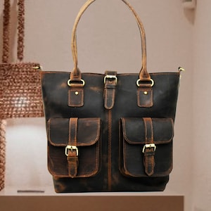 leather tote bag for women large leather tote bag laptop work bag leather handbag, Brown leather Handbag Leather Tote Birthday Gift