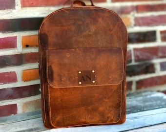 Rustic Brown Leather Backpack, Rucksack backpack, Leather Backpack, College Backpack, Leather Travel Bag School bag Mother's Day Special