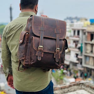 Personalized Leather Backpack, Full Grain Leather Backpack, Leather Travel Rucksack, Office School Bag, Laptop Backpack, laptop bag, Gift