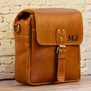Leather Camera Bag, Personalized Vintage Backpack DSLR Camera Case for Nikon Canon Sony and MacBook Sleeve Travel Gift Birthday Gift