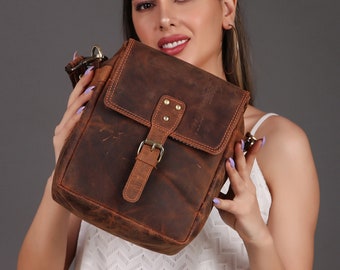 Brown Leather Camera Case Full grain cowhide Leather camera bag DSLR Camera bag, Rustic Leather Travel crossbody bag Mother's Day Special