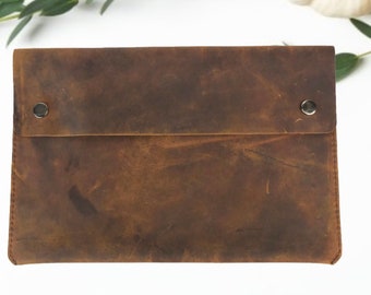 Personalized Vintage Leather Document Holder A3 Document holder Brown Leather folder leather laptop sleeve Travel gift Father's Day Special