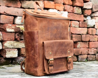 Full Grain Leather Backpack Women: Personalized Brown Rucksack Travel Bag, Handmade leather Laptop Backpack Vintage brown Hispter backpack