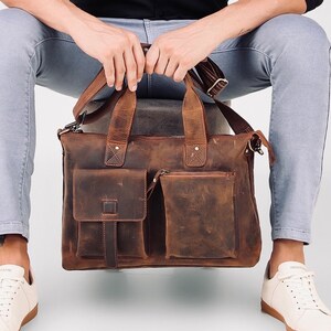 Sac en cuir de vachette pleine fleur, porte-documents en cuir gravé, sac pour ordinateur portable en cuir gaufré, sac Messenger personnalisé