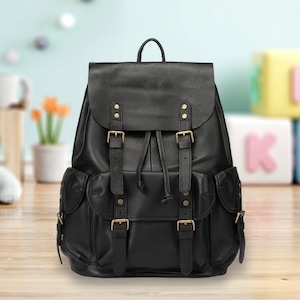 black leather backpack woman vintage Women's Purses, Combining comfort with style Women Vintage Genuine Leather Backpack,