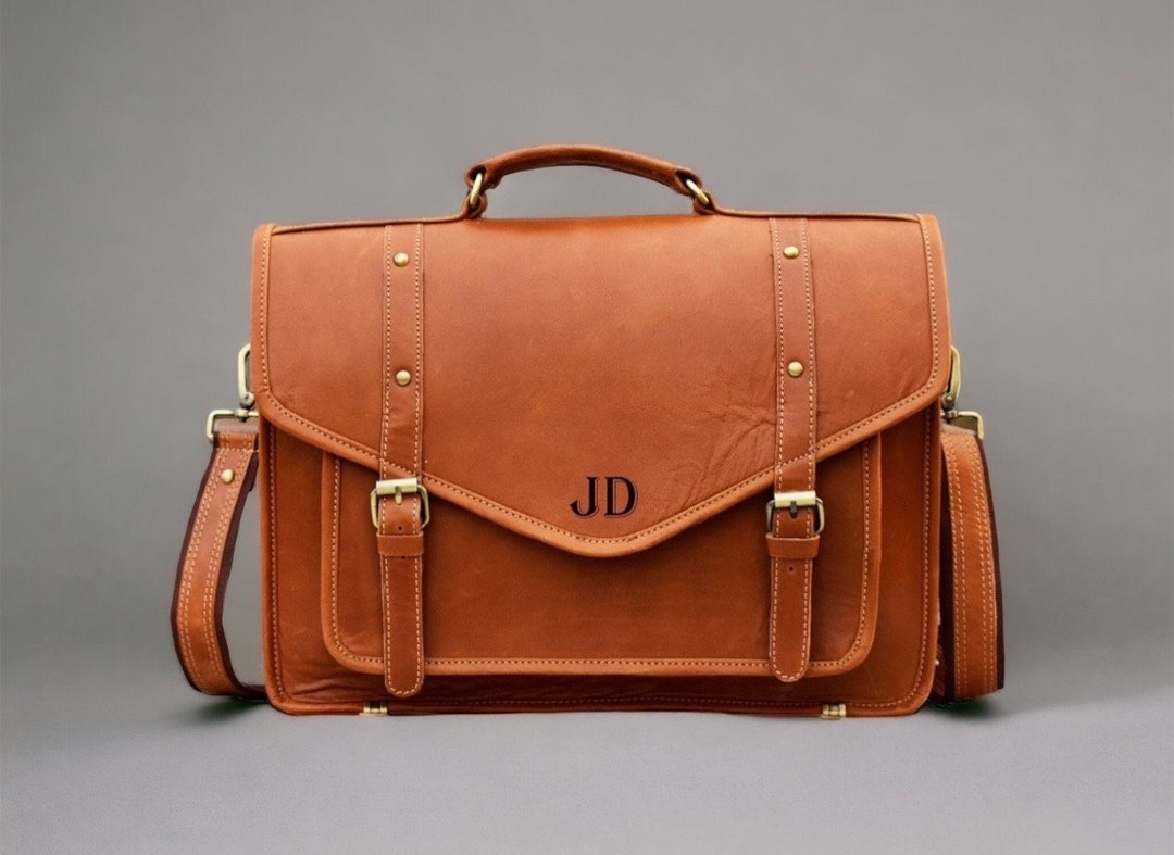 Handmade Leather Tan Messenger Bag Leather Briefcase Leather Satchel