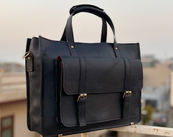 Personalized Genuine Leather Messenger Bag Laptop Bag Shoulder Bag Men&#39;s Office Bag Work Briefcase Satchel Rustic Bag Birthday Gift