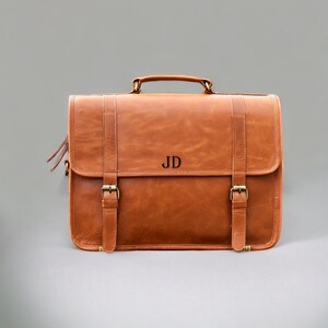 Full grain Cowhide Leather messenger bag Personalized leather laptop bag for Men women Engraved Briefcase Satchel Birthday Gift