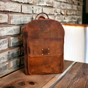 Full Grain Cowhide Leather Backpack Men&#39;s Messenger bag Leather Laptop Bag Leather Rucksack, Leather Backpack Handmade Birthday Gift