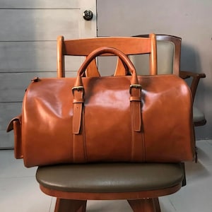 Cowhide Leather Duffel Bag Overnight Leather bag Leather Luggage bag Weekender bag Men&#39;s Leather Duffel Personalized Birthday Gift