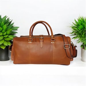 Handmade Full Grain Leather Duffle Bag Laser Engraved Weekender Bag Carry-on Luggage Retro Travel Holdall For Men Personalised Gifts For Him