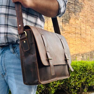 Regalo per la festa del papà, borsa a tracolla personalizzata, borsa a tracolla in pelle, regalo in pelle per papà, borsa per laptop, borsa in pelle da uomo, regalo personalizzato