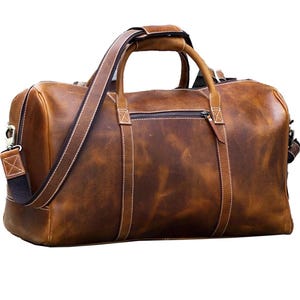 Personalisierte Ledertasche: Handgefertigter Vollnarben-Reise-Gym-Weekender, Weihnachtsgeschenk