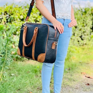 18 Inch Leather Laptop bag Full Grain Leather Messenger bag Personalized Laptop bag Cowhide leather messenger Crossbody Birthday Gift