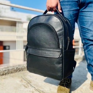 Vintage Leather Backpack Black Leather Backpack Rucksack Personalized Men Leather Backpack Hipster College Backpack gifts Birthday Gift