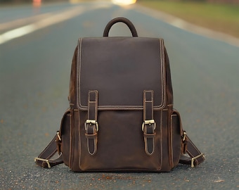 Handmade Cowhide Leather Backpack for Men and Women Full Grain Leather Backpack Rucksack Backpack Bags men laptop Bag Mother's Day Special