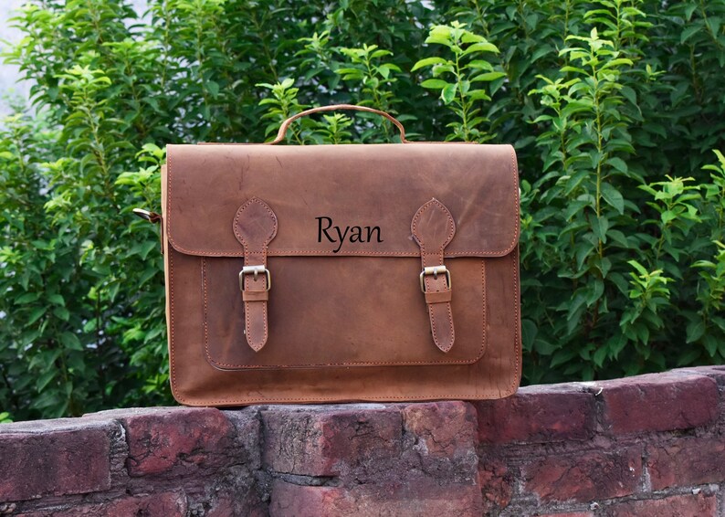 Rustic Brown Messenger Bag Full Grain Cowhide Leather Bag Etsy