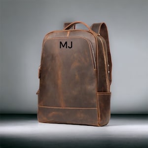 Full Grain Leather Backpack Leather Rucksack Hiking Leather Travel Bag College Backpack Bag Men Women Leather Laptop Bag Birthday Gift