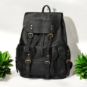 Personalized Black Full Grain Leather Leather Square