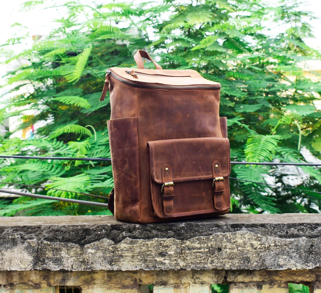 Vintage Leather Backpack, Brown Leather Backpack, Rucksack