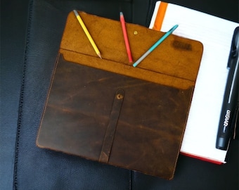 Personalized Full Grain Leather Document Organizer: A4 File Case, Mother's Day Gift