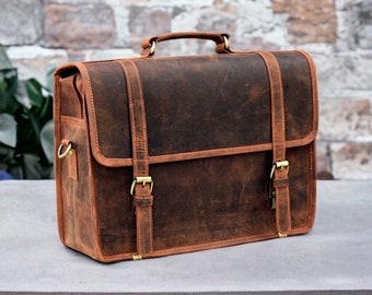 Vintage Leather Messenger Bag Cowhide Leather Laptop Bag Rustic Brown Leather Bag Travel Crossbody bag Shoulder bag Mother's Day Special